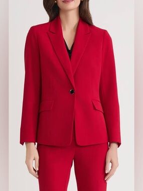 Kasper red pant suit. Size 10.